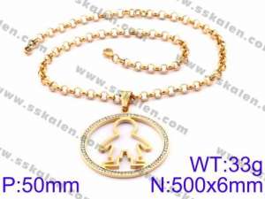 Stainless Steel Stone Necklace - KN34921-K