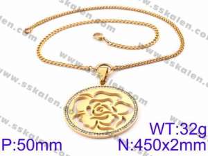 Stainless Steel Stone Necklace - KN34922-K