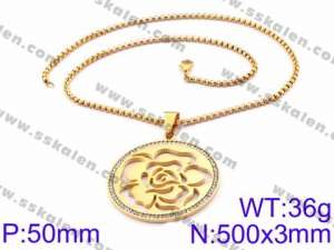 Stainless Steel Stone Necklace - KN34923-K