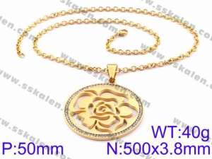 Stainless Steel Stone Necklace - KN34924-K