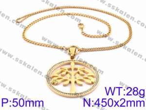 Stainless Steel Stone Necklace - KN34930-K