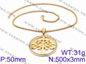 Stainless Steel Stone Necklace - KN34931-K