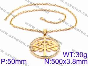 Stainless Steel Stone Necklace - KN34932-K