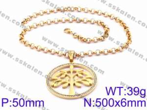 Stainless Steel Stone Necklace - KN34933-K