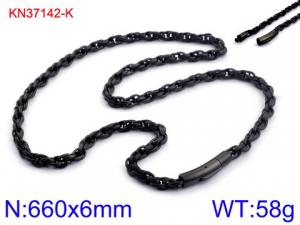 Stainless Steel Black-plating Necklace - KN37142-K