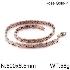 SS Rose Gold-Plating Necklace - KN38093-K