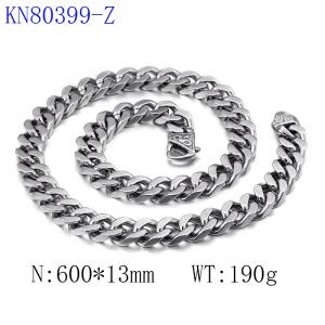 Thick and wide whip chain denim flat waist men's titanium steel necklace - KN80399-Z