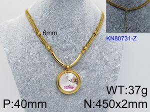 SS Gold-Plating Necklace - KN80731-Z