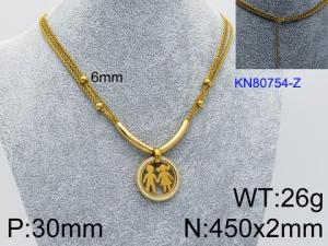 SS Gold-Plating Necklace - KN80754-Z