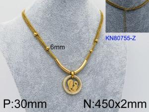 SS Gold-Plating Necklace - KN80755-Z