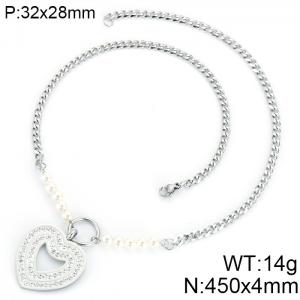Stainless Steel Stone & Crystal Necklace - KN82108-K