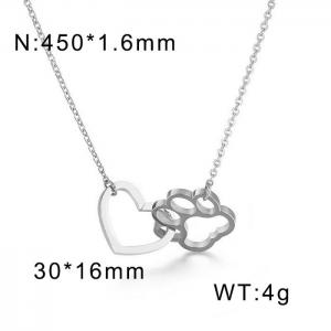 Palm cat paw peach heart pendant long collar chain Necklace - KN82538-K