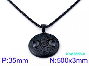 Stainless Steel Black-plating Necklace - KN82658-K