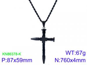 Stainless Steel Black-plating Necklace - KN86378-K