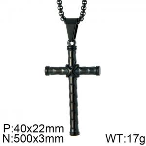 Stainless Steel Black-plating Necklace - KN86389-K