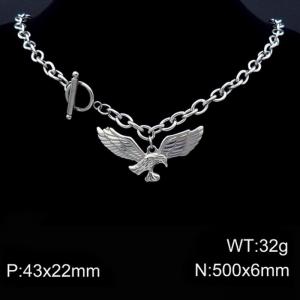 50cm O Link Chain Silver Color Stainless Steel Eagle Pendant OT Clasp Charm Necklace - KN87107-Z