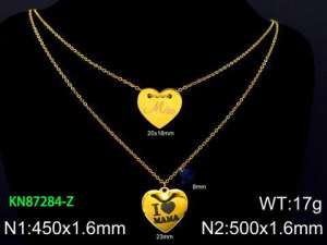 SS Gold-Plating Necklace - KN87284-Z