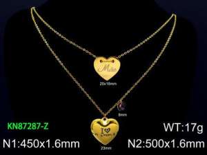 SS Gold-Plating Necklace - KN87287-Z