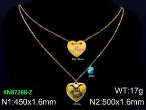 SS Gold-Plating Necklace - KN87288-Z