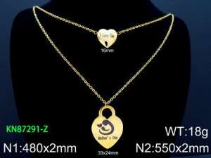 SS Gold-Plating Necklace - KN87291-Z