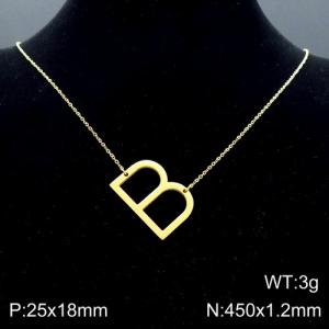 Gold-Plating stainless steel O-chain letter B necklace - KN88049-K