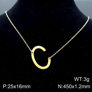 Gold-Plating stainless steel O-chain letter C necklace - KN88050-K