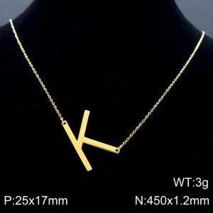 Gold-Plating stainless steel O-chain letter K necklace - KN88058-K