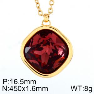 Stainless Steel Stone & Crystal Necklace - KN88201-K
