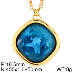 Stainless Steel Stone & Crystal Necklace - KN88206-K