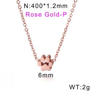Korean version simple student forest series small animal paw print bear paw cat footprint stainless steel Rose Gold-Plating Necklace - KN88327-K