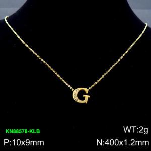 SS Gold-Plating Necklace - KN88578-KLB