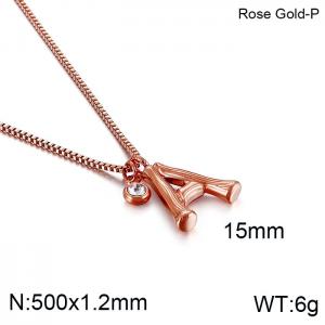 SS Rose Gold-Plating Necklace - KN91756-KFC