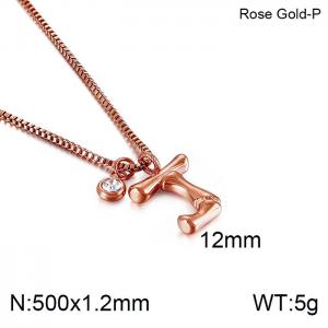 SS Rose Gold-Plating Necklace - KN91765-KFC