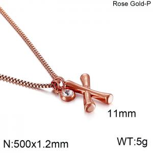 SS Rose Gold-Plating Necklace - KN91779-KFC