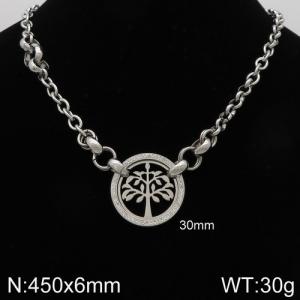 Stainless Steel Stone Necklace - KN92635-Z
