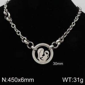 Stainless Steel Stone Necklace - KN92636-Z