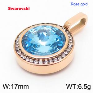 Stainless steel CZ rose gold pendant with swarovski circle stone - KP100693-K