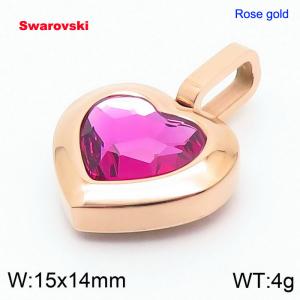 Stainless steel rose gold heart shape pendant with swarovski stone - KP100791-K