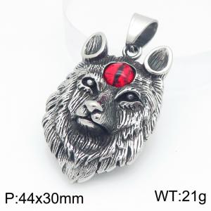 Stainless Steel Cast Wolf Head Pendant Punk Style Jewelry - KP118310-MZOZ