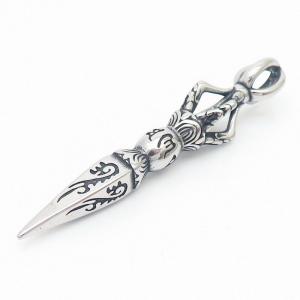 Silver Color Stainless Steel Rune Wand Pendant - KP119901-MI