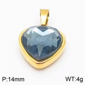 Stainless Steel Blue Glass Gold Plated Heart Pendant - KP119925-Z