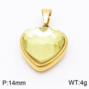 Stainless Steel Yellow Glass Gold Plated Heart Pendant - KP119927-Z