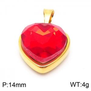 Stainless Steel Red Glass Gold Plated Heart Pendant - KP119929-Z