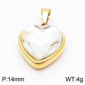 Stainless Steel Glass Gold Plated Heart Pendant - KP119931-Z