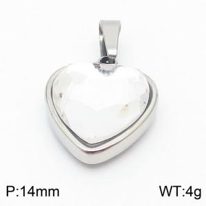 Stainless Steel Glass Silver Heart Pendant - KP119932-Z