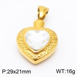 Stainless Steel Glass Gold Plated Heart Pendant - KP119937-Z