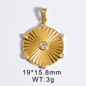Fashion French style gold round geometric diamond-encrusted pendant - KP119950-WGYC