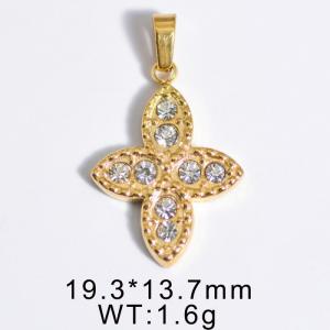 Stylish French style gold fortune grass diamond pendant - KP119951-WGYC