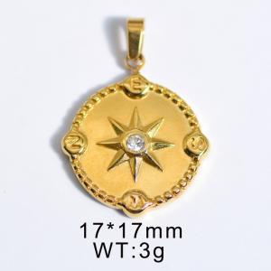 Stylish French style gold polka-dot Compass diamond-encrusted pendant - KP119953-WGYC