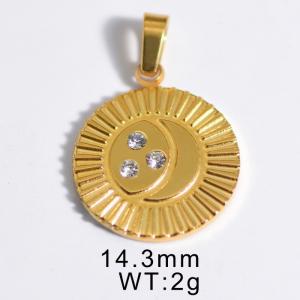 Stylish French gold and diamond-encrusted star-moon pendant - KP119954-WGYC